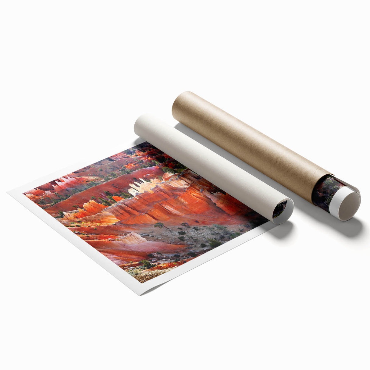 Extra large rolled print of Bryce Canyon in muted earth tones, ideal for classy bathroom wall art.