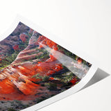 Extra large wall art featuring line art flowers in muted earth tones on a rolled canvas, ideal for large living room decor.