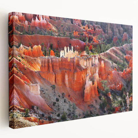 Large canvas print of Bryce Canyon in Utah, featuring red and orange rock formations, ideal for kitchen wall art.