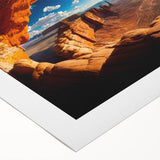 Art deco poster of Canyonlands National Park in muted earth tones on rolled canvas, suitable for dining room wall art.