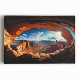 Black and white stretched canvas of Canyonlands with stark contrasts, ideal for kitchen wall art.