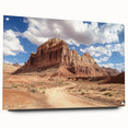 Acrylic glass print of Capitol Reef, Utah with a side view, featuring earthy red and orange tones.