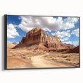Black and white landscape art painting of Capitol Reef, Utah on framed canvas, suitable for bedroom wall decor.