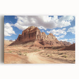 Black and white photograph of Capitol Reef, Utah on stretched canvas, ideal for kitchen art.