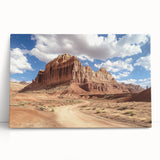 Black and white photograph of Capitol Reef, Utah on stretched canvas, ideal for kitchen wall art or bedroom.