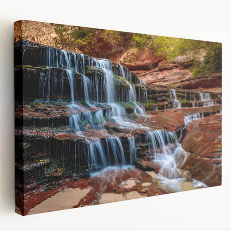 Large canvas print of Zion National Park with vivid orange and red rock formations, ideal for kitchen wall art.