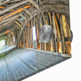 Large abstract wall art depicting Vermont scenery in mid-century modernist style on acrylic glass, ideal for dining room art.