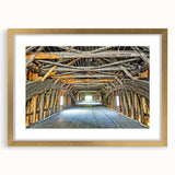 Extra large abstract art print of Vermont scenery in muted earth tones on textured canvas, framed in gold.