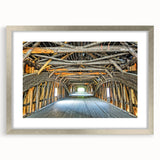 Textured abstract art print depicting Vermont scenery in muted earth tones on a framed canvas, ideal for bedroom wall decor.