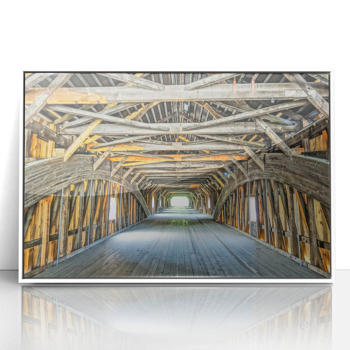 Art Deco style poster of Vermont scenery on framed acrylic, featuring muted green and blue tones, ideal for nursery wall art.