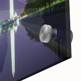 Acrylic print of Washington D.C. monuments in abstract mid-century modernist style, suited for dining room art.