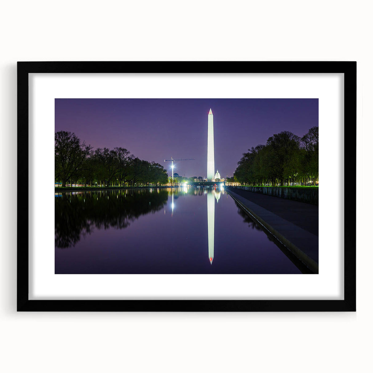 Colorful abstract art print of Washington DC monuments in vibrant hues on a large textured canvas.