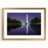 Extra large abstract art print of Washington DC monuments in textured style, gold frame, ideal for living room decor.