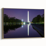 Framed canvas featuring a vintage-style landscape painting of Washington D.C.