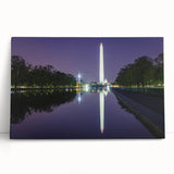 Black and white print of the Washington DC skyline on stretched canvas, ideal for kitchen wall art.