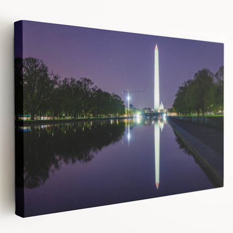 Washington DC monument depicted in muted gray tones on a large stretched canvas, suitable for kitchen wall art.