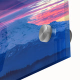 Large abstract depiction of Mount Rainier in muted earth tones on acrylic glass, suitable for dining room art.