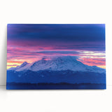 Black and white image of Mount Rainier on stretched canvas, ideal for kitchen wall art or bedroom decor.