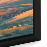 Extra large framed canvas featuring a textured black depiction of the Palouse scenery, ideal for living room decor.