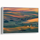 Vintage poster art of Palouse, Washington in vibrant colors on a framed canvas, ideal for living room decor.