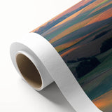 Art deco poster of the Palouse scenery in Washington, featuring soft green and brown tones on rolled canvas.