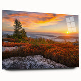 Large abstract wall art of West Virginia scenery on acrylic glass, in muted earth tones.