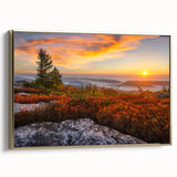 Framed canvas of a vintage-style West Virginia landscape in muted gold and black tones, ideal for bedroom wall decor.