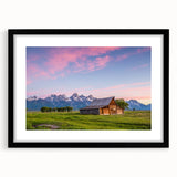 Extra large framed wall art of abstract Grand Tetons scenery in vibrant, textured colors, ideal for living room decor.