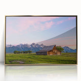 Framed acrylic print of the Grand Tetons in muted earth tones, ideal for modern art wall decor.