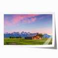 Rolled print of the Grand Tetons with muted earth tones, ideal for art wall dining room or large bathroom decor.