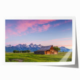 Rolled print of the Grand Tetons with muted earth tones, ideal for art wall dining room or large bathroom decor.