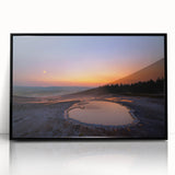 Large abstract wall art depicting Yellowstone scenery in muted earth tones on a framed acrylic.