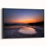 Black and white landscape art painting of Yellowstone on framed canvas, ideal for bedroom wall decor.