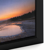 Framed canvas depicting a textured scene of Yellowstone with vibrant colors, ideal for extra large wall art in living rooms.