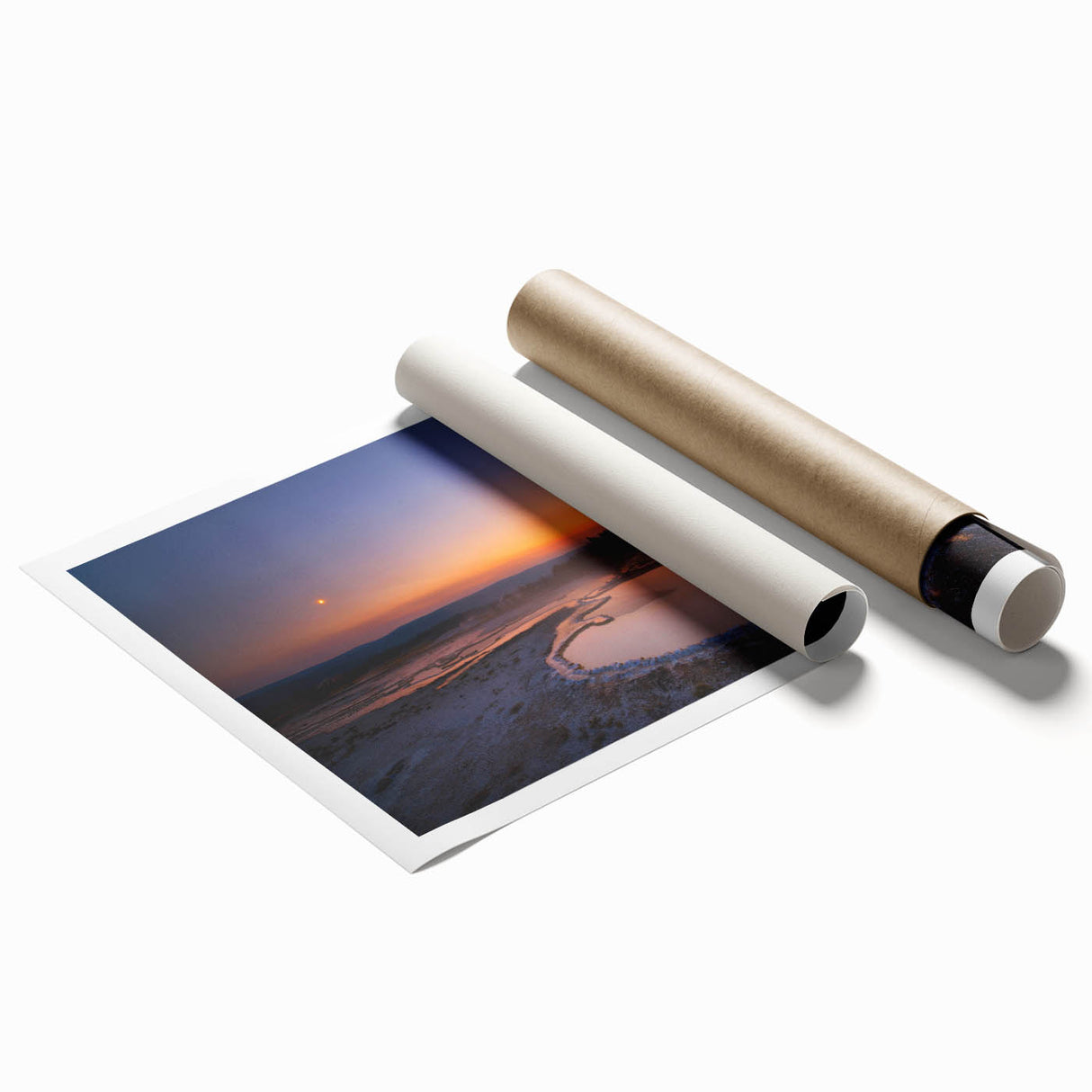 Extra large rolled print of Yellowstone scenery with vibrant green and blue tones, ideal for classy bathroom wall art.