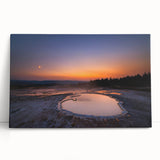 Black and white photograph of Yellowstone scenery on stretched canvas, ideal for kitchen wall art or bedroom.