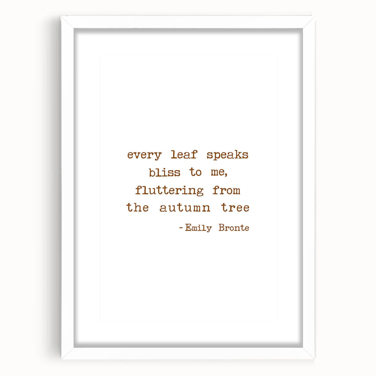 Abstract art print featuring warm autumn hues on a framed white matte canvas, ideal for dining room decor.