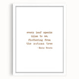 Abstract art print featuring warm autumn hues on a framed white matte canvas, ideal for dining room decor.