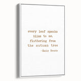 Vintage poster art depicting autumnal trees in vibrant orange and yellow on a large framed canvas.