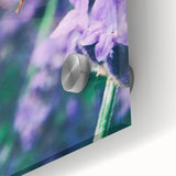 Large abstract wall art depicting spring themes in pastel shades on acrylic glass, ideal for dining room ambiance.