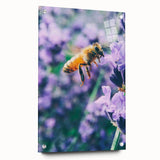 Large abstract wall art on acrylic glass depicting spring themes in bright green and yellow tones.