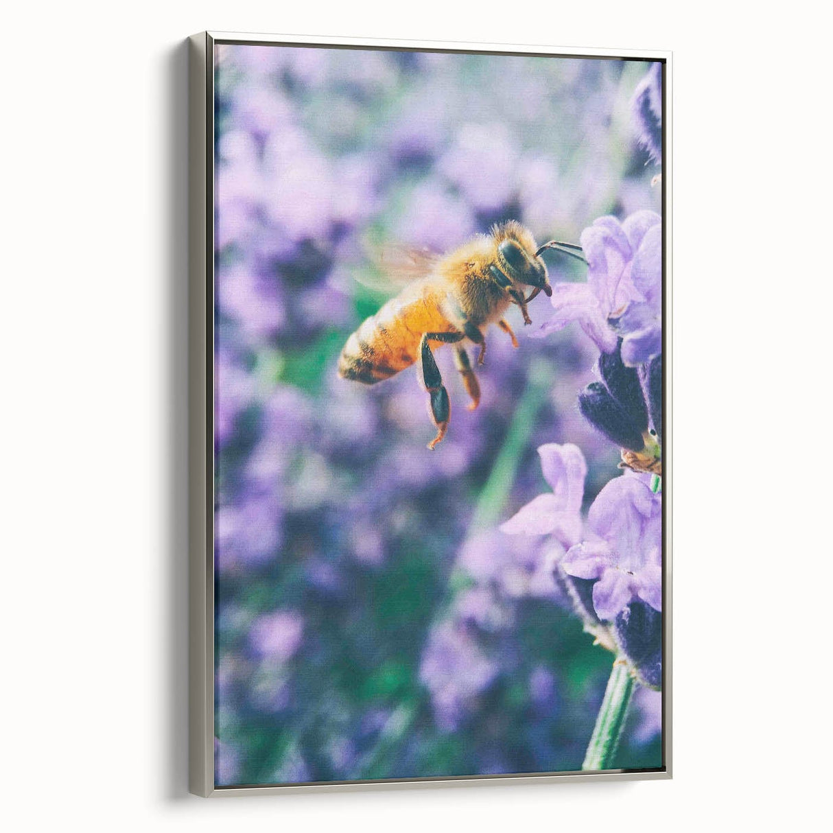 Framed canvas featuring a vintage landscape painting of spring with pastel colors, ideal for living room decor.