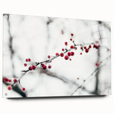Winter-themed large abstract wall art on acrylic glass, featuring cool blue and white tones.