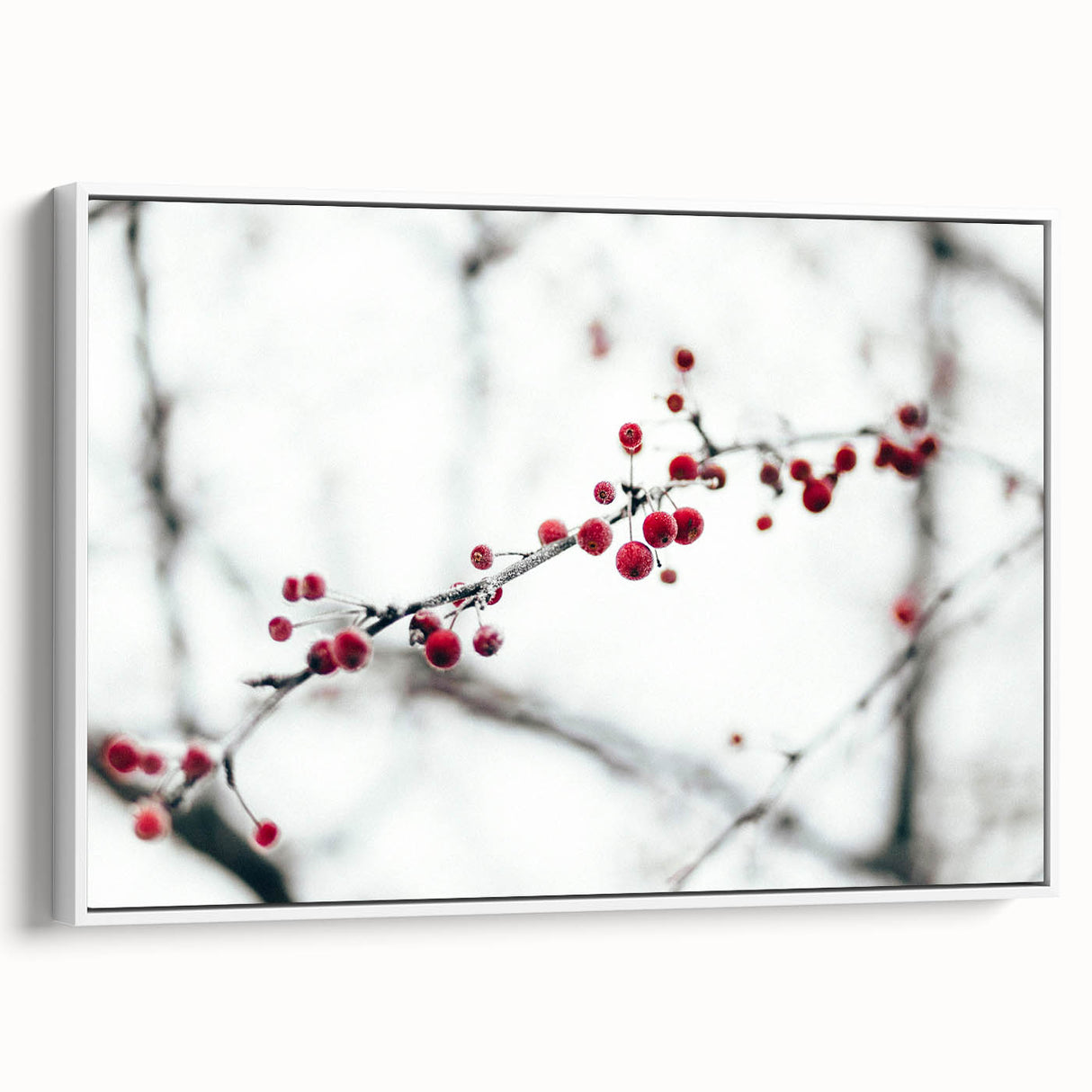Vintage poster art depicting a winter scene on extra large framed canvas, ideal for living room decor.