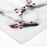 Art deco poster featuring a winter scene with muted blue and white tones on rolled canvas.