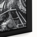 Extra large framed canvas depicting colorful, textured vehicles in a black background, ideal for living room decor.