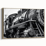 Framed canvas depicting a vintage black car in a landscape setting, ideal for bedroom wall art.