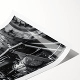 Extra large rolled print featuring line art flowers in black on a white background, suited for large living room wall art.