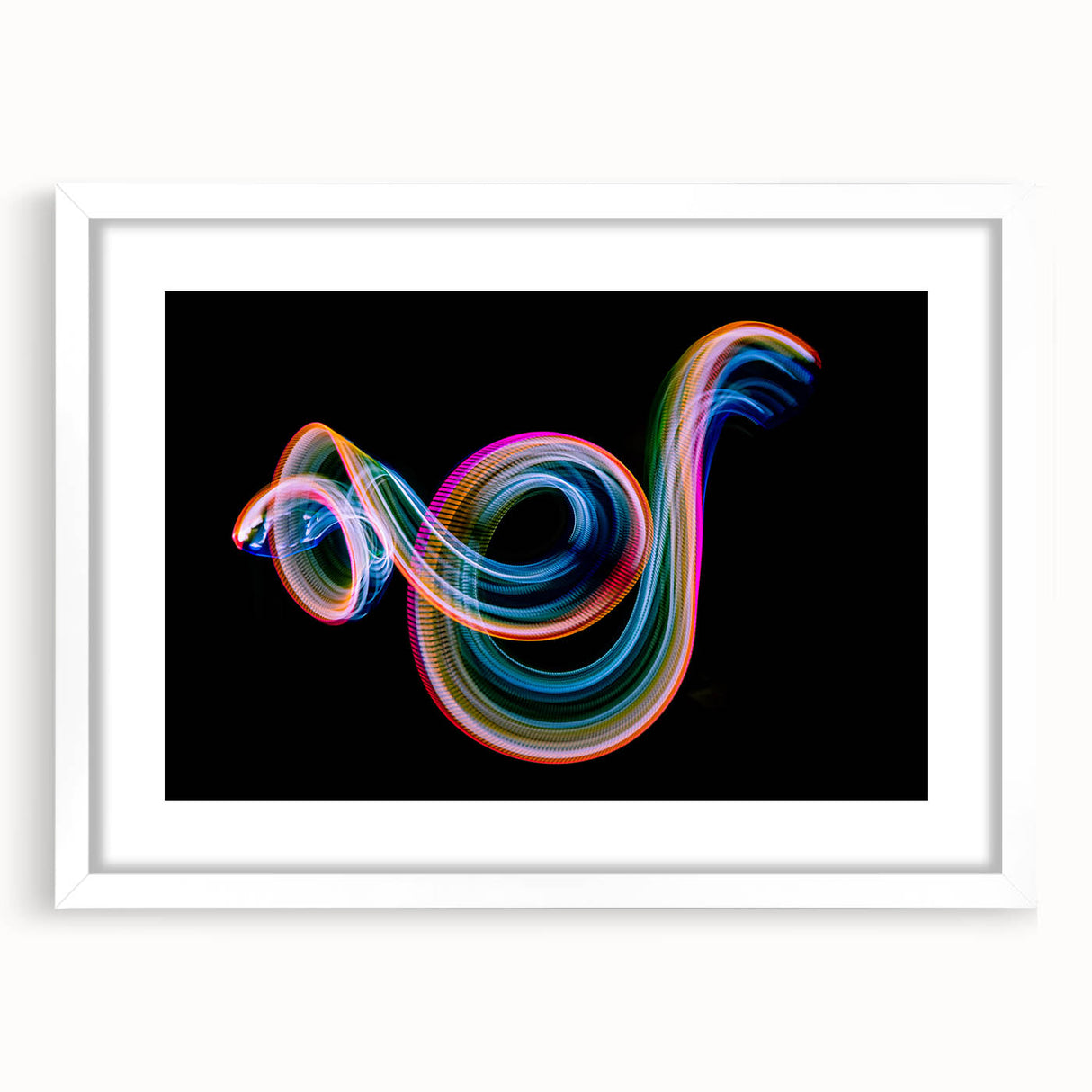 Neon Light Swirl Wall Art – Dynamic Abstract Modern Photography