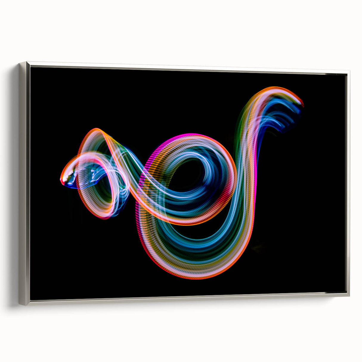 Neon Light Swirl Wall Art – Dynamic Abstract Modern Photography